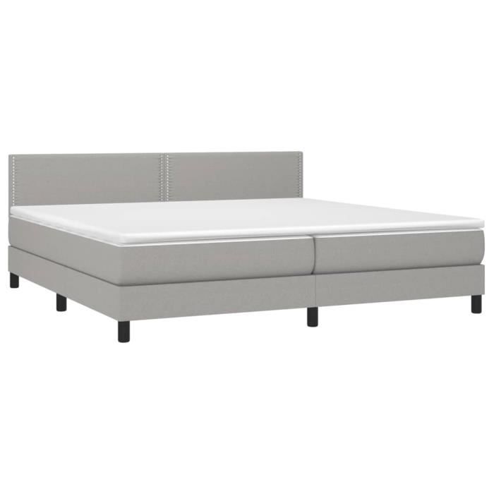 3140001 vidaXL Lit à sommier tapissier avec matelas Gris clair 200x200cm Tissu