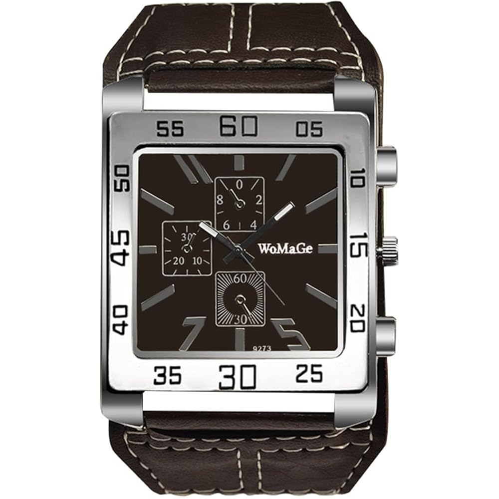 Square Men s Analog Watch Waterproof Antique Leather Strap Simple Stylish Rectangular Accessory