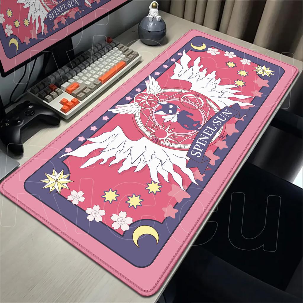 Kawaii Pink Deskmat Anime Card Captor Sakura Mousepad Xxl Office Carpet Large Gaming Accessories Laptop Computer Rubber Mice Pad