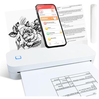 Portable A4 Thermal Paper Printer Wireless and Inkless for Home Office Car and Travel Android Compatible In Stock