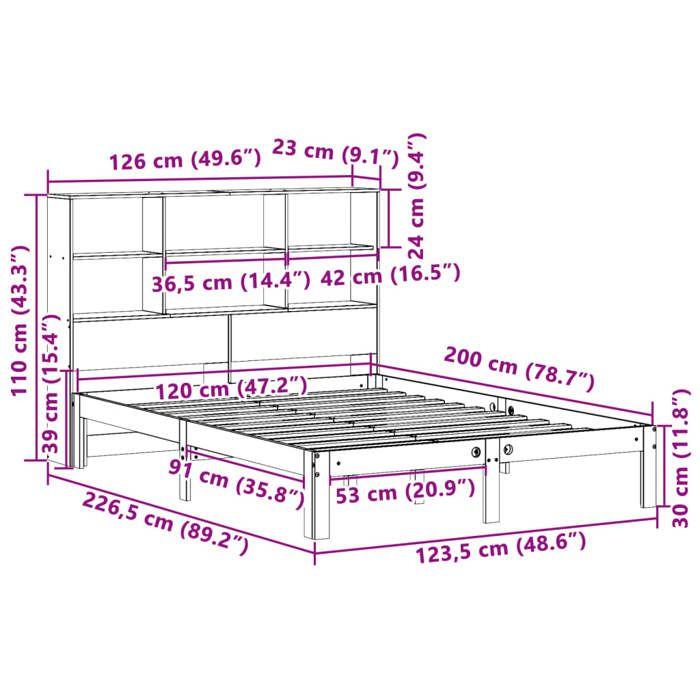 VidaXL Bunk Bed Without Mattress White 120x200 Cm Solid Pine Wood 3322561