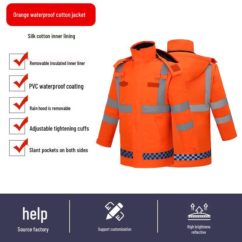 Reflexiv Vinter Regntät Jacka för Trafiktjänst - Tjockt Foder för Köldskydd