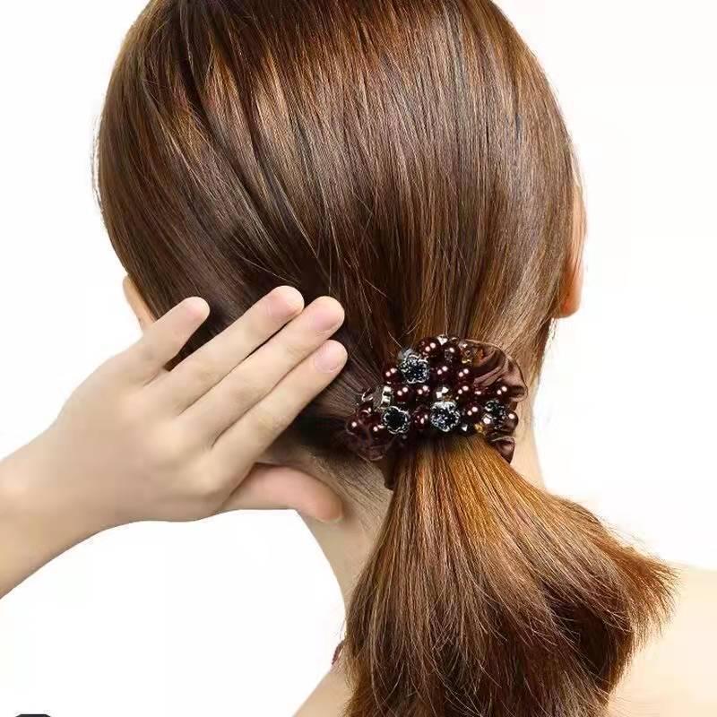 Korean Style Hair Tie for Women - Elegant Ponytail & Bun Accessory with Floral Ornament