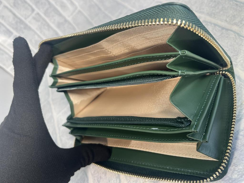 GUODI Long Wallet with Round Genuine Crocodile for Men and Zipper, Leather, Color-Dyed, Unisex, Women, LH-7645 (Cyprus Green)