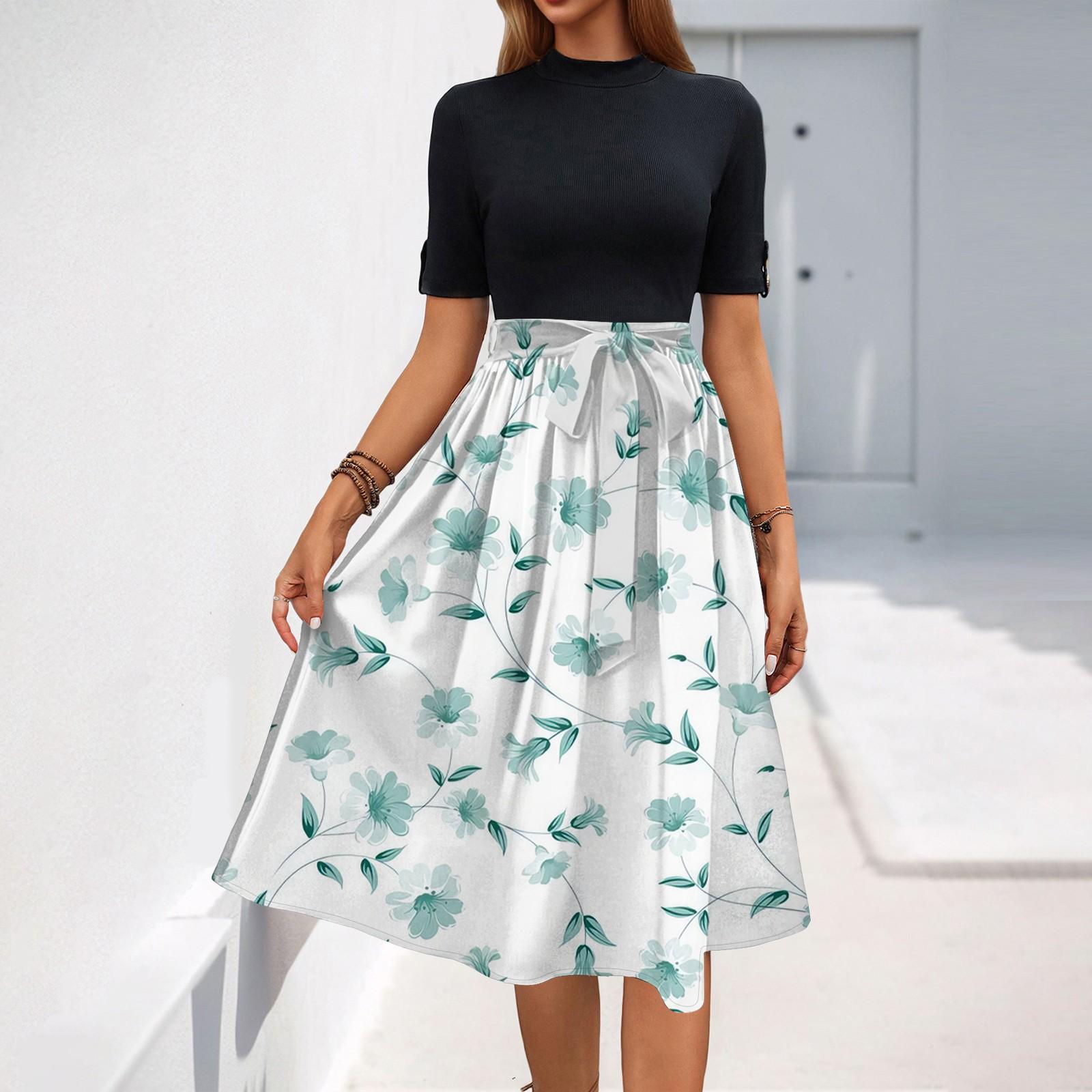 

Женские летние платья повседневные свободные сарафаны с короткими рукавами и карманами XL