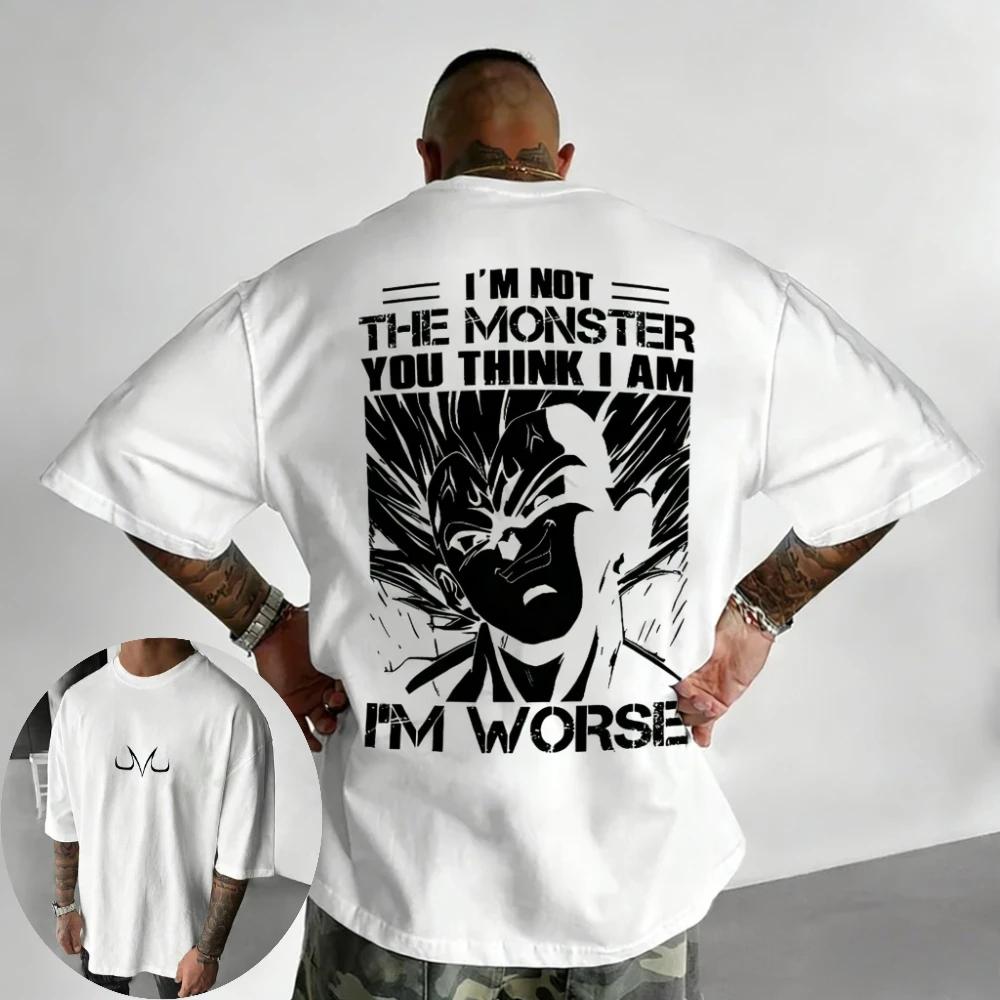 

2026 Summer Men Gym Dragon Ball TShirt 100 Cotton Oversized Vintage Print Unisex Family Matching Retro Streetwear S
