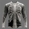 Nuova T-shirt Creativa da Uomo con Texture Muscolare Asciugatura Rapida Girocollo Manica Lunga Top Pullover Casual da Uomo a Manica Lunga