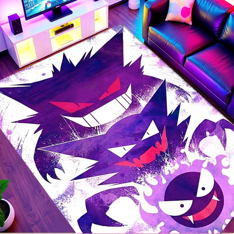 Gengar Print Rug, Washable Floor Carpet, For Entryway Dorm Laundry Room Office Study, Home Decor Birthday Christmas Gift