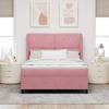 Box Spring Bed with Headboard Pink 190 x 140 cm Velvet
