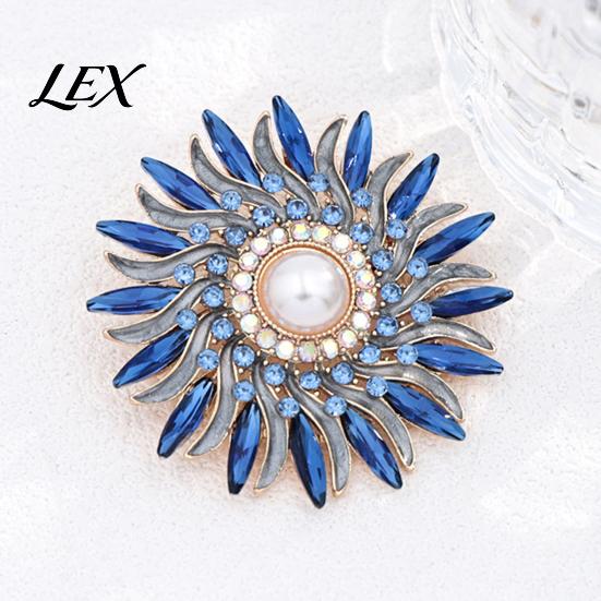 Women Sunflower Brooch Retro Rhinestone Pin, Floral Lapel Pin with Faux Metal Flower Pearl, Badge for Women, Clothing Accessories Anti Oxidation