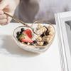 Creative Golden-Bordered Glass Salad Bowl, Ice Cream Dessert Plate, Fruit Plate, Heart-Shaped Bowl, Home Kitchen Tableware