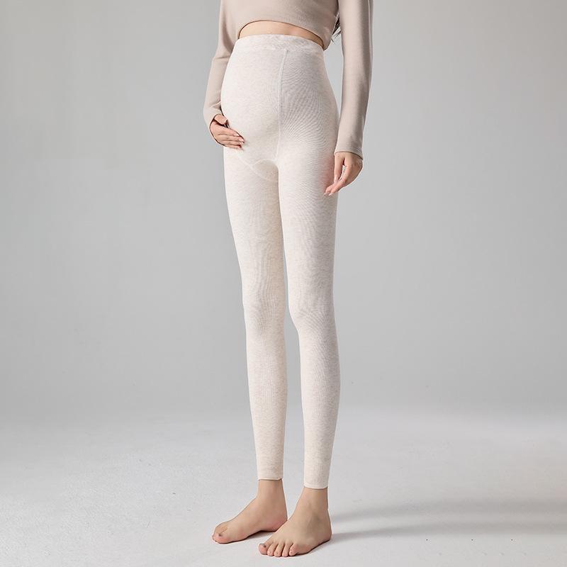 Leggings molletonnés de maternité: Coton Rayé, Collants de Soutien pour Printemps/Automne