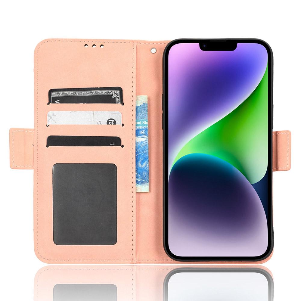 

Multiple Card Slots Stand Phone Case for iPhone 14 6.1 inch,Anti-scratch Wear-resistant PU Leather Cover Wallet Blue