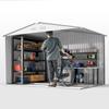 Garden Storage Shed, Metal Outdoor Storage Shed House with Foundation Kit, Ventilation, Doors, 9 X 6FT, Silver