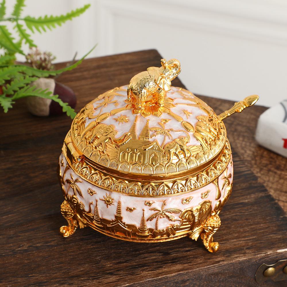 

Zinc Alloy Glass Seasoning Jar Peacock Elephant Lid Storage Jar Kitchen Spice Container Seasoning Box Spice Bottle Sugar Jars