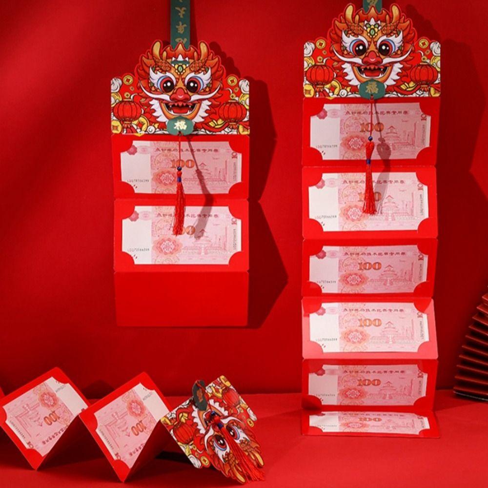 With Tassels 2024 Folding Red Envelope Hot Stamping Lucky Festival Bag New Year