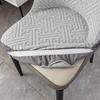 High-elastic Dining Chair Cover Curved Anti-slip Integrated Seat Cover Jacquard Soft Stool Slipcover for Home Decoration