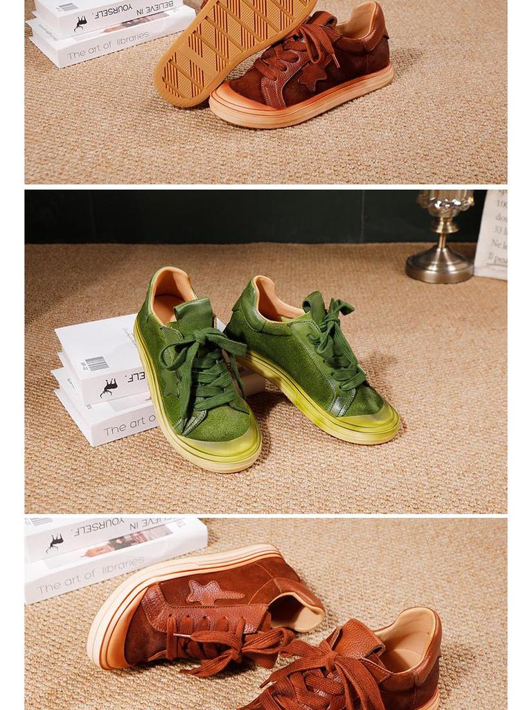 Four Seasons Damen Herbst 2025 Echtleder Schnür-Skateschuhe