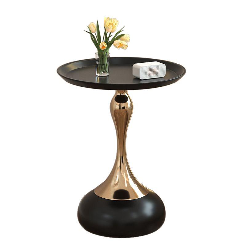 French Slim Waist Wrought Iron Side Table: European Style for Apartments, Sofas, or Bedrooms - Small Round Coffee or Bedside Corner Table