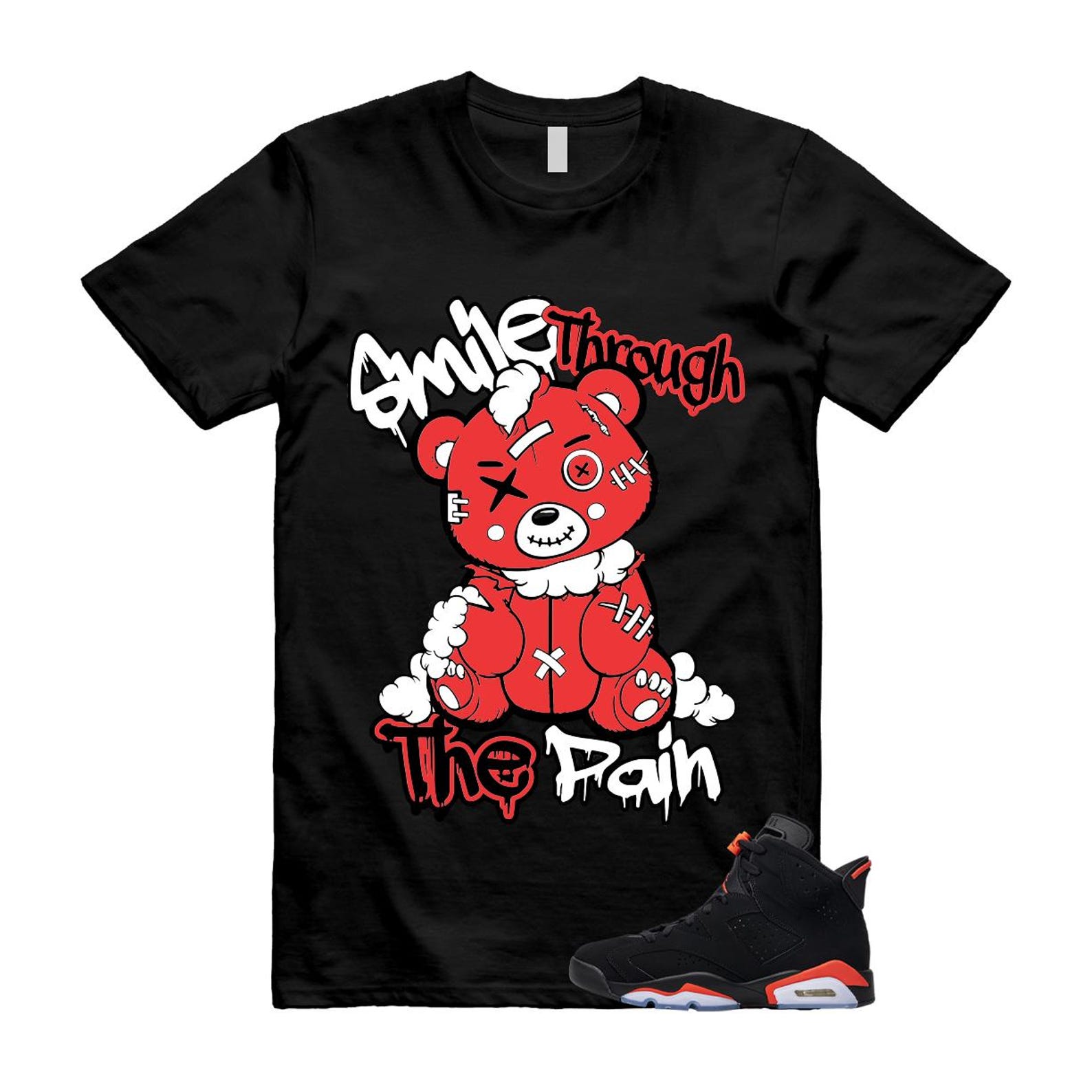 6 Infrared Salesman Black Red T Shirt Match SMILE2 L