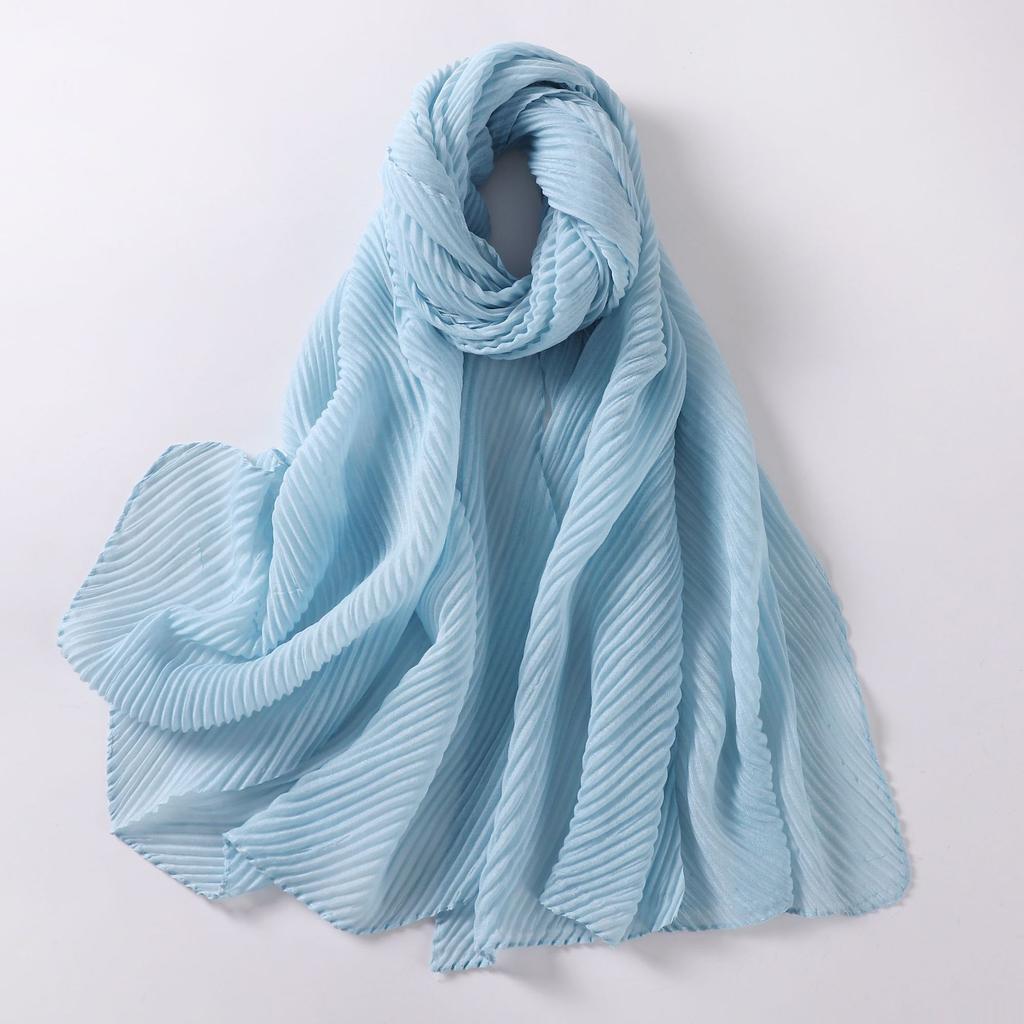 Large Size Pleated Hijab Scarf For Women Muslim Daily Wear
