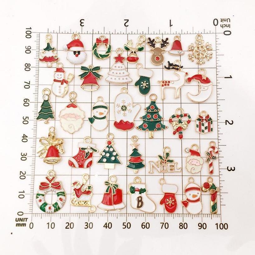 1 Set Christmas Style Small Pendant Christmas Earrings Pendant Diy Jewelry Accessories Santa Claus Snowman Bell Pendant Necklace