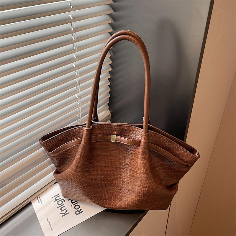 Borsa Tote in PU Testurizzato con Manico Superiore Grande Capacità Moda Borsa a Spalla Quotidiana