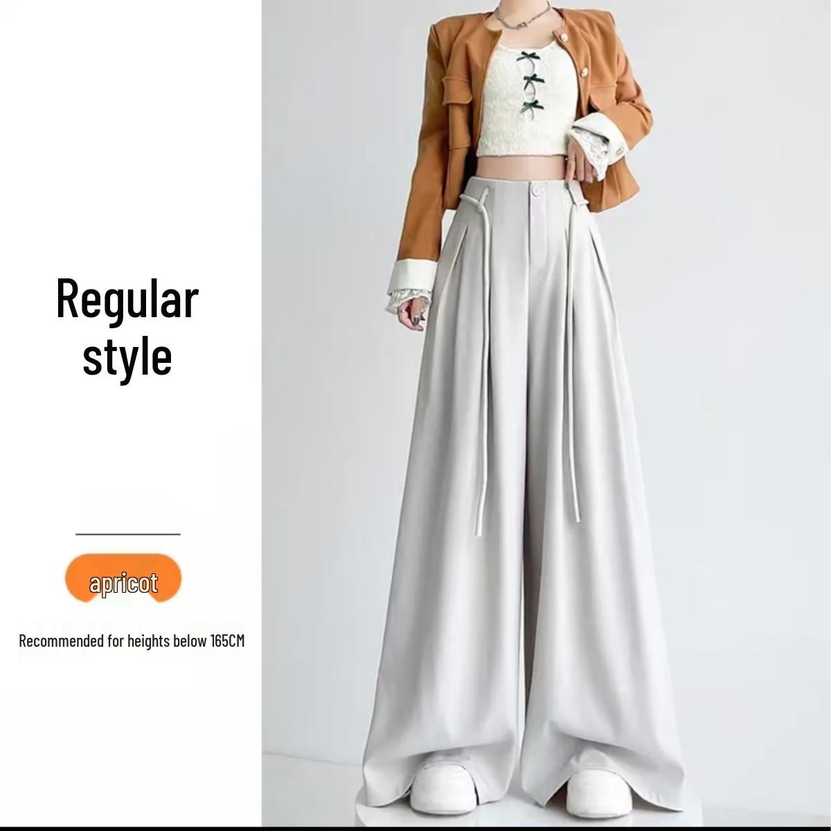

Early Spring Gray High-Waisted Wide-Leg Women s Trousers - Niche Street Style M (50-55kg)-Ships in 5 days