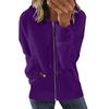 Women's Loose Fit Solid Color Zip Up Hooded Long Sleeve Sweatshirt Casual Pocket Hoodie Top