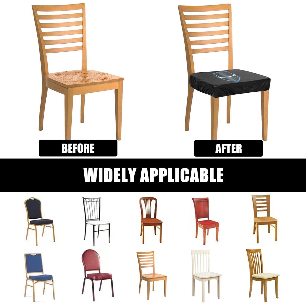 4Pcs Dining Chair Seat Cover Set Leather Waterproof Chair Cushion Cover Kitchen Chair Seat Protector Slipcover Furniture Decor