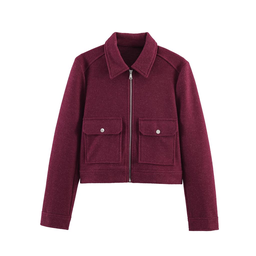 Women's Zipper Jacket Coat New Winter Long Sleeve Pocket Outerwear Coat Short Street Elegant Women's Jacket