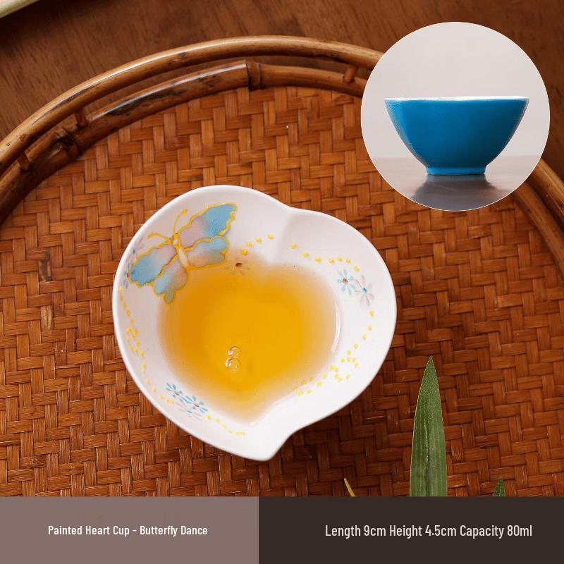 Painted Butterfly Peach Heart Cup
