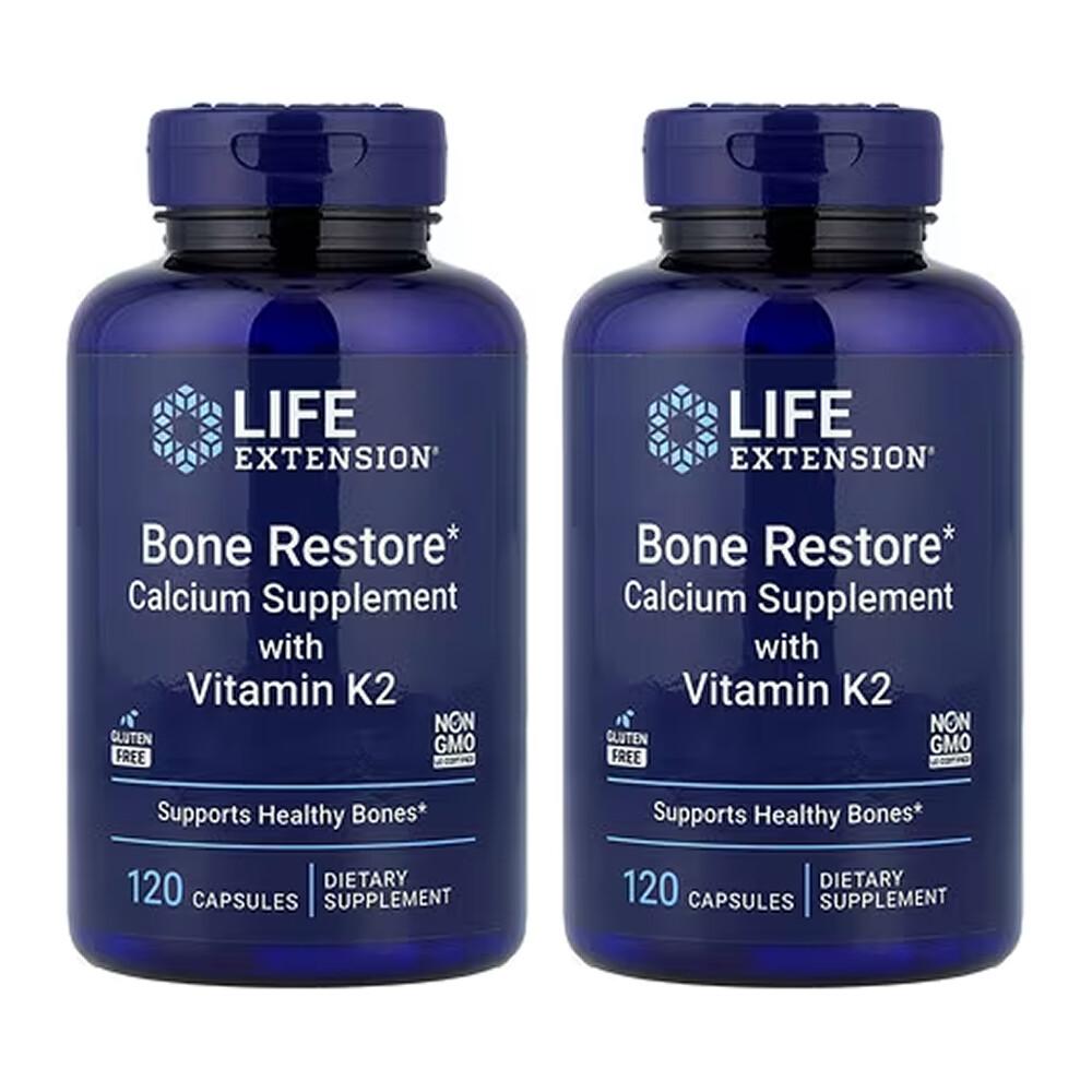 Life Extension Bone Restore s vitamínem K2, 120 kapslí (2 balení)