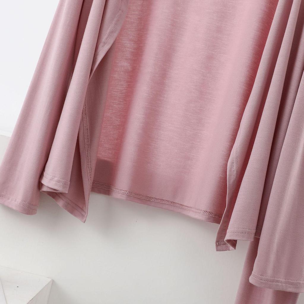 Dámský úzký modalový kardigan na jaro/léto - Jednobarevný, pletený top s dlouhým rukávem