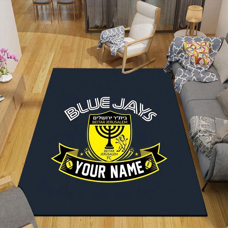 Benutzerdefinierter Name Beitar Jerusalem Flanellmuster Quadratischer Teppich, Läufer, Teppich für Wohnzimmer Schlafzimmer Sofa Spielzimmer Dekor, Rutschfeste Fußmatte
