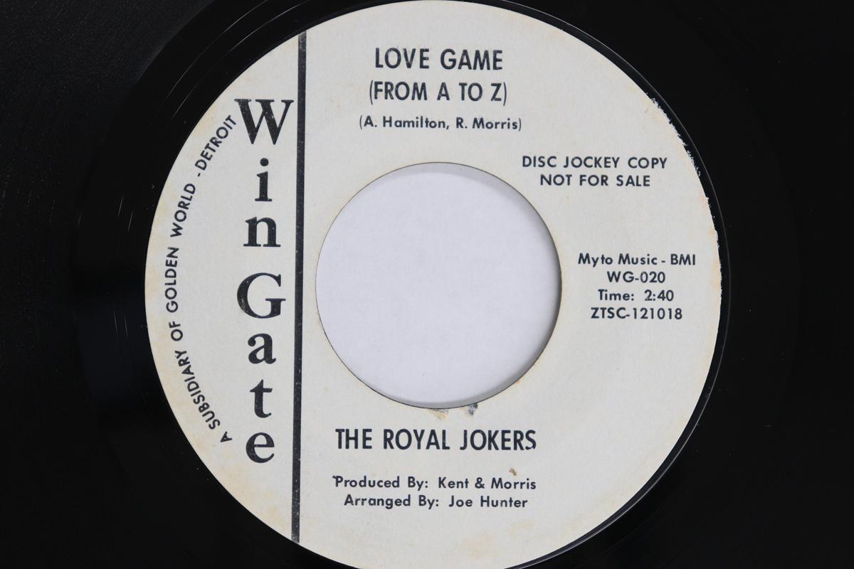 

7-дюймовая пластинка ROYAL JOKERS - Love Game (От А до Я) / От A до WG020PROMO WINGATE 1966 US Соул/Фанк Б/У