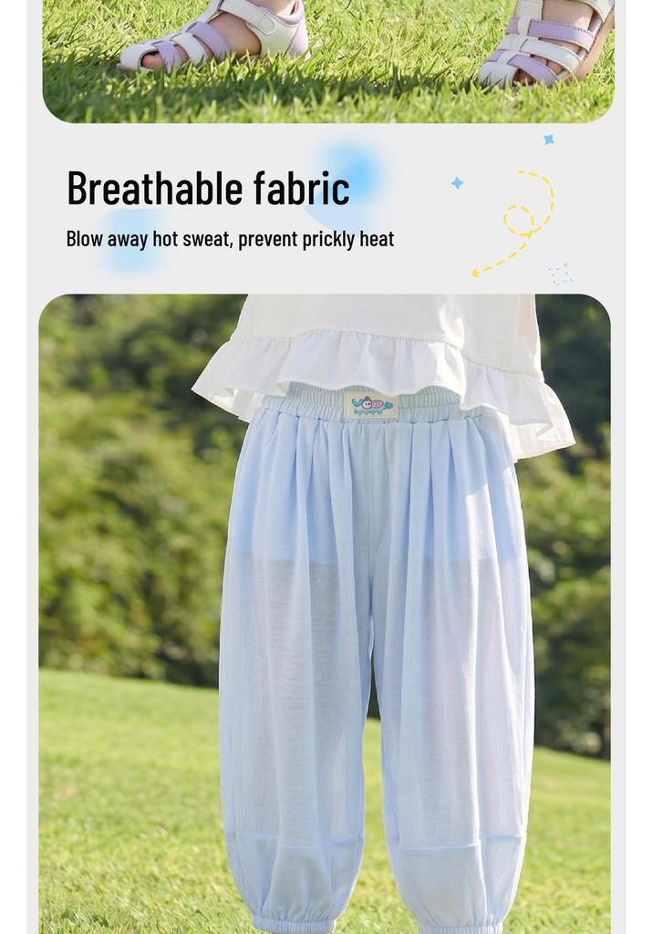 Girls' Mosquito-Repellent Lantern Pants - Spring & Summer Casual Long Pants for Kids