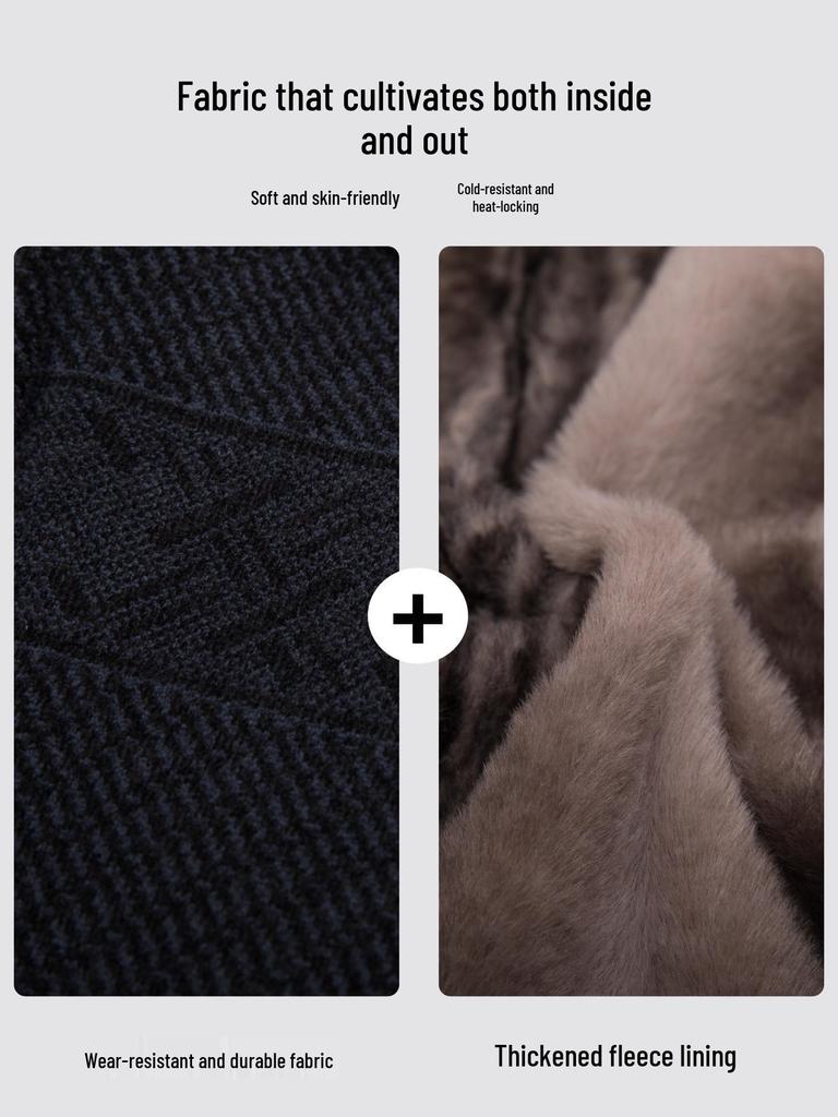 Dad's 2025 Winter Fleece-Lined Lapel Coat for Middle-Aged and Elderly Men - Thick, Warm Cotton Jacket for Grandpa
