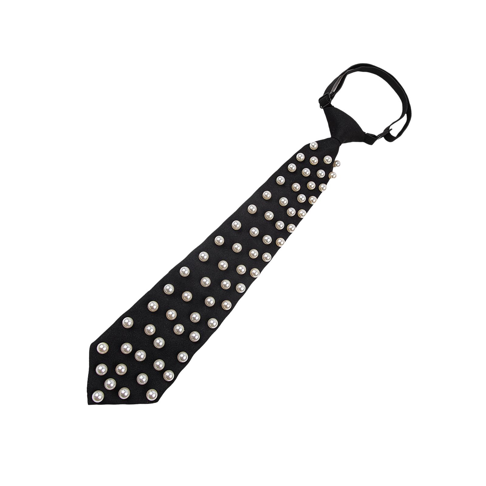 

Elegant Pearls Studded Tie for Women Men Unisex Uniform Tie for Casual Formal Wear Necklace Tie for Night Event Daily Use