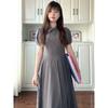 Plus Size Women's Clothing for Fat Girls, Korean Style Preppy Style Polo Collar Waist-Cinching Dress, 2026 Summer Fashion Slimming Dress