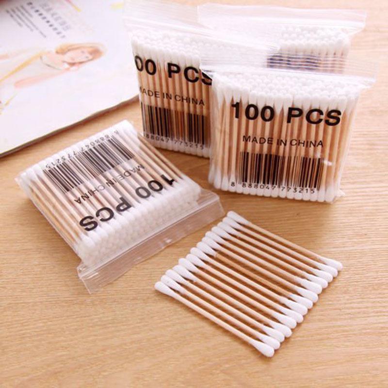 Double-Ended Disposable Cotton Swabs for Makeup Removal, Cleaning, Babies, and Household Use