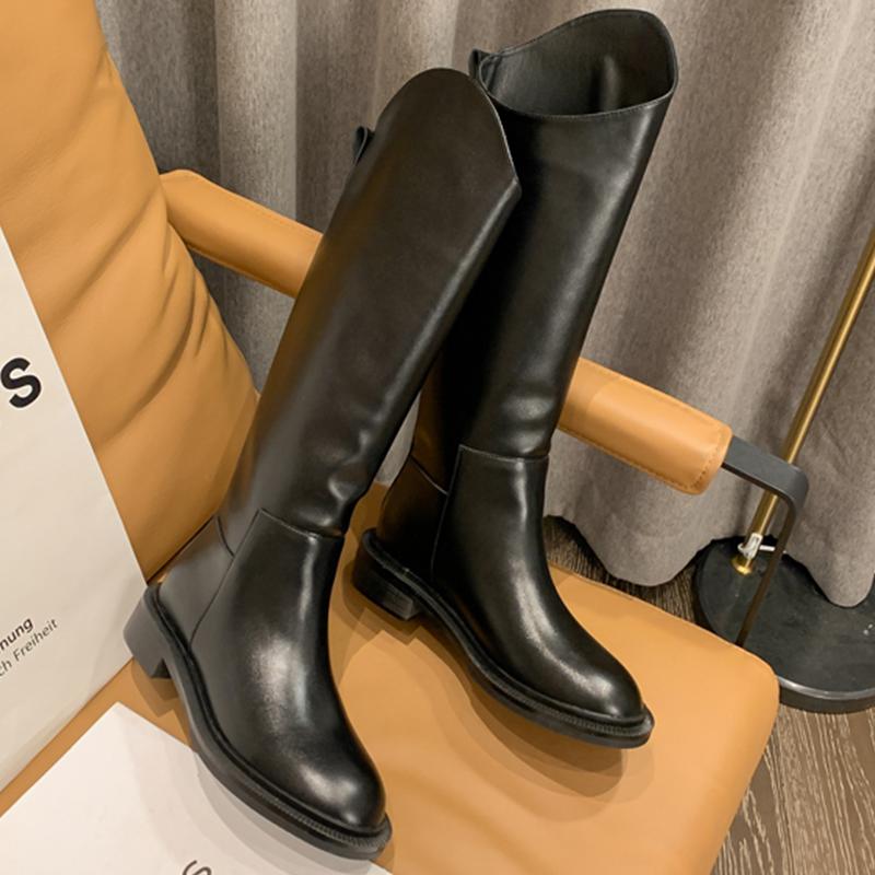 Winter Autumn Women 2026 Knee High Chelsea Boots Fashion Low Heels Shoes Female Slip On Casual Shoes Ladies Long Western Boots