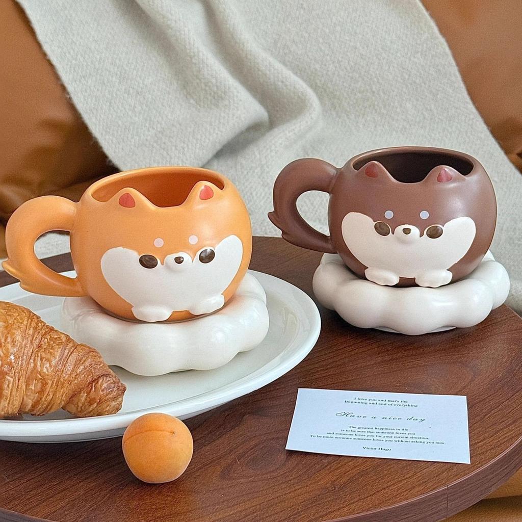 Cute Puppy Ceramic Mugs Home Creativity  High Appearance Level Couple Cups  Office Coffee Cups  Birthday Gifts