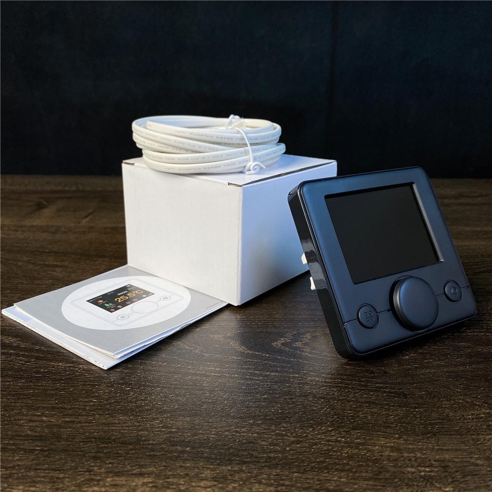 WIFI Smart Thermostat with Color Screen & Black Knob for Underfloor Heating, Electric/Water Heater, Gas Boiler, Tuya APP.