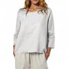 Women's O-Neck 3/4 Sleeve Solid Color Top T-shirt