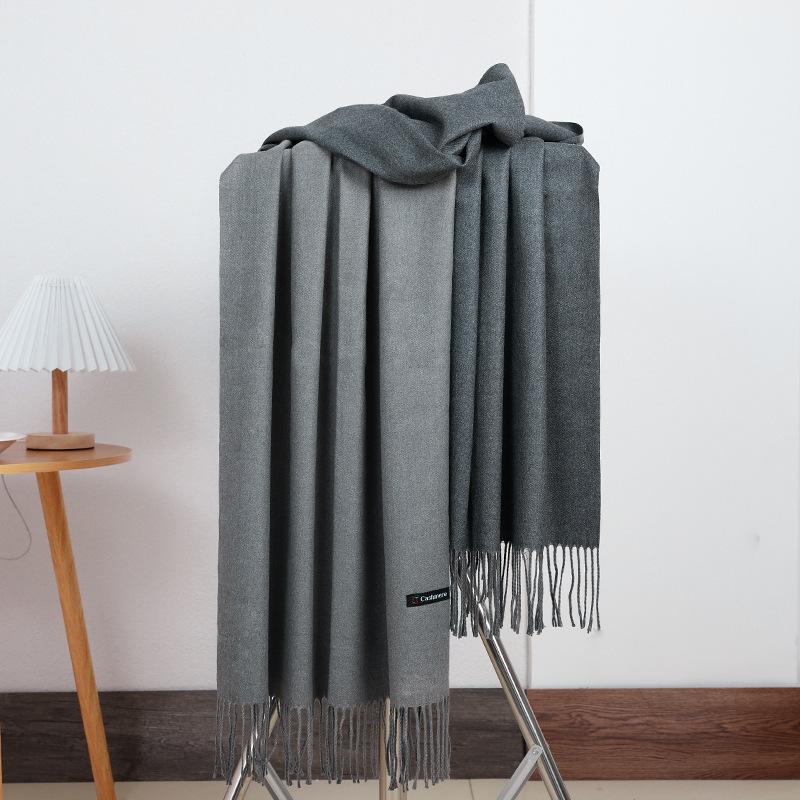 Double-sided Two-color Scarf for Women Autumn and Winter High End New Wool Scarf Shawl Imitation Cashmere Scarf