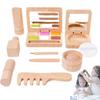 Wooden Makeup Set Wooden Beauty Salon Makeup Kit Playset Portable Dress-Up And Make Up Set For Kids 3 Years Old