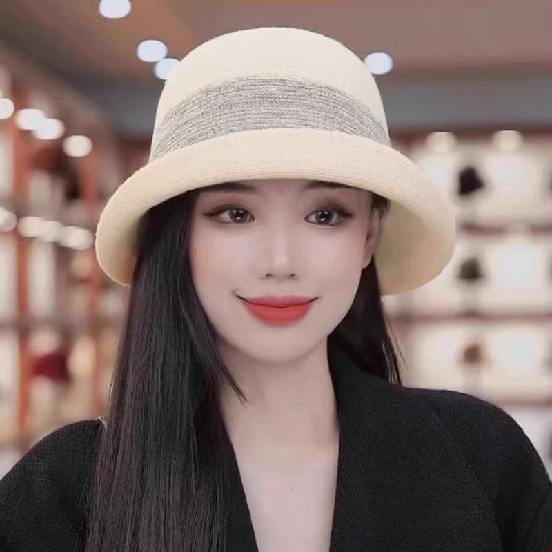 Retro gekräuselte Fischerhut Kinder Herbst und Winter Britisches Temperament Zylinder zeigt kleines Gesicht elegant Wollbeckenhut Tide