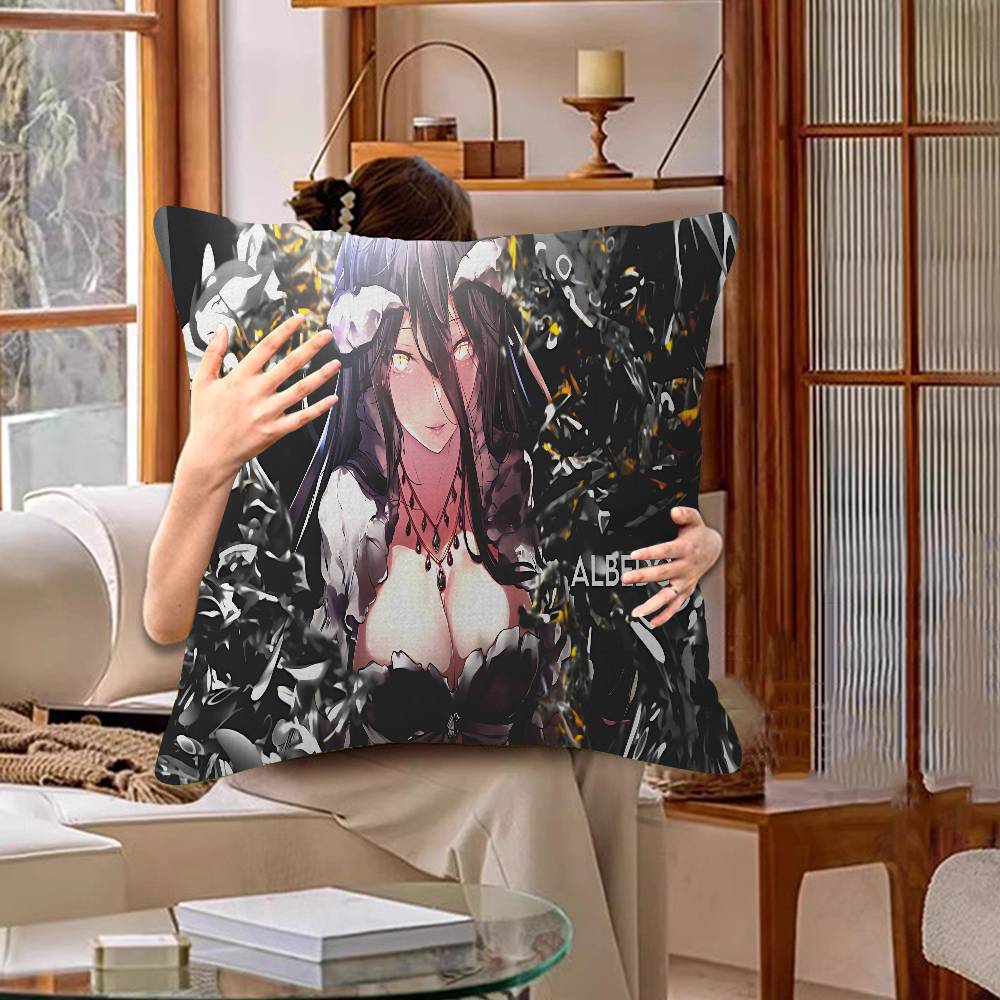 Gamer Albedo Anime Sexy Girls Cushion Cover Polyester Sofa Cushions Decorative Throw Pillows Home Decoration Pillowcover