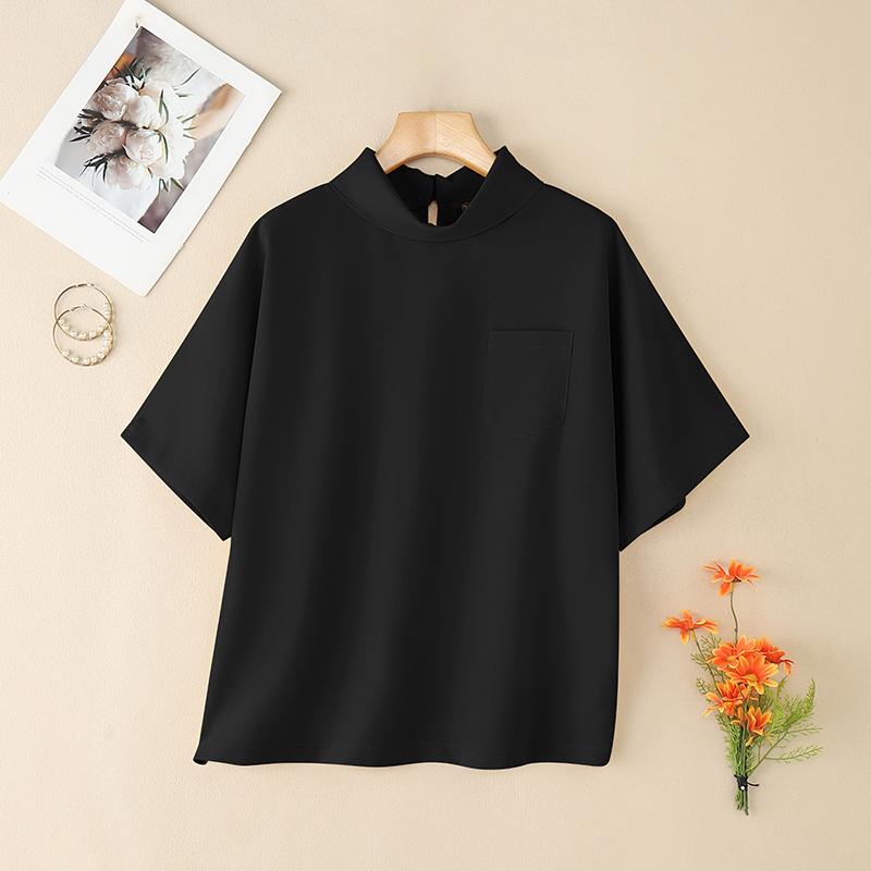 ZANZEA Women Loose Casual Stand Collar Summer Half Sleeve Blouse